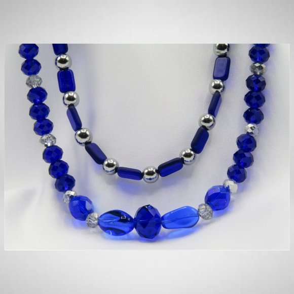 COPY - Sapphire Blue and Silver Colour Beaded Jewelry Set - Picture 3 of 5
